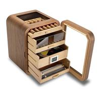 POADGBCN Cave à cigares en cèdre Avec puits de lumière en verre Capacité de rangement 110 cigares Meuble élégant et fonctionnel Pour bureau à domicile(Withskylight)