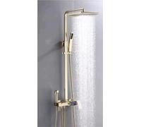 POADGBCN Ensemble de robinetterie de Baignoire Douche Moderne à Touches de Piano Apparentes avec système de Douche à 4 Fonctions et Affichage numérique de la température(Brushed Gold)