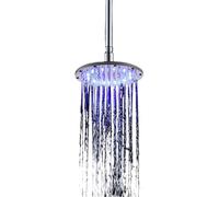 POADGBCN Pommeau de Douche Rond à LED Haute Pression de 25 cm avec Buses en Silicone Anti-Obstruction Affichage de la température à 3 Couleurs(Blue Pink Red)