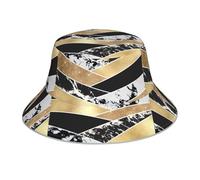 Poadnly Art géométrique Moderne en marbre Or, Noir et Blanc pailleté,Chapeau bob Adulte, Chapeau de Soleil, Casquette de Course réfléchissante de Nuit, Chapeau de pêcheur