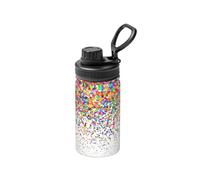 Poadnly Art imprimé à points colorés,Bouteille d'eau isotherme de 12 oz en acier inoxydable, tasse à café sous vide, gourde