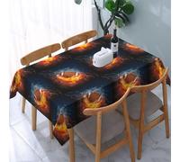 Poadnly Ballon de Football américain en feu,Nappe imperméable, Anti-poussière et Infroissable Housse pour Table - 137 x 183 cm