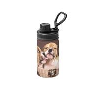 Poadnly Bisous chiots bouledogues anglais,Bouteille d'eau isotherme de 12 oz en acier inoxydable, tasse à café sous vide, gourde