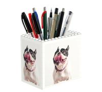 Poadnly Bouledogue français joyeux et curieux, Pot à crayons/pot à stylos pour le bureau, la maison et l'école, organiseur de bureau compact pour fournitures de bureau