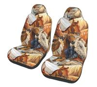 Poadnly Cheval Animal Aquarelle imprimé,Housses de siège Auto protecteurs de siège Avant pour Voiture 2 pièces