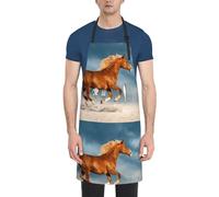 Poadnly Cheval rouge au galop,Tabliers de cuisine avec poches pour femmes et hommes, tablier de chef imperméable et ajustable