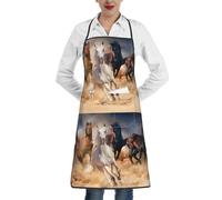 Poadnly Cheval sauvage courant contre la tempête de sable,Tablier de cuisine avec poches, tablier de chef imperméable et ajustable