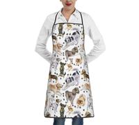 Poadnly Chien mignon petit chiot,Tablier de cuisine avec poches, tablier de chef imperméable et ajustable