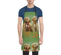 Poadnly Chiot Golden Retriever,Tabliers de cuisine avec poches pour femmes et hommes, tablier de chef imperméable et ajustable