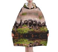 Poadnly Chiots Labrador Brown Little Puppies Famille,Sweat à capuche surdimensionné pour femme, sweat-shirt couverture, pull-over en flanelle