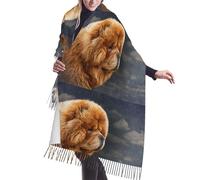 Poadnly Chow-Chow Vintage, Grand châle doux au toucher cachemire pour femme, écharpe à franges, étole légère, 196 x 68 cm