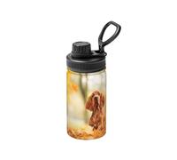 Poadnly Cocker Spaniel Autumn Park Chiens épagneuls bruns,Bouteille d'eau isotherme de 12 oz en acier inoxydable, tasse à café sous vide, gourde