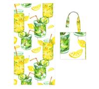 Poadnly Cocktail Citron glacé, Sac à Serviettes Pliable 2 en 1, Serviettes de Plage avec Sac de Transport pour Les Voyages, Les Vacances et Le Camping