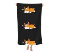 Poadnly Corgi Mignon Qui dort,Serviette de Bain 80 x 130 cm, Ultra Douce, à séchage Rapide, idéale pour la Salle de Bain et l'hôtel.