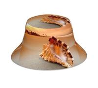 Poadnly Coucher de Soleil sur la mer, Le Coquillage,Chapeau bob Adulte, Chapeau de Soleil, Casquette de Course réfléchissante de Nuit, Chapeau de pêcheur