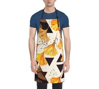 Poadnly Couleurs d'automne Feuilles de ginkgo,Tabliers de cuisine avec poches pour femmes et hommes, tablier de chef imperméable et ajustable
