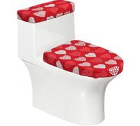 Poadnly Cœurs Rouges et Blancs et Amour,Ensemble de 2 couvercles de réservoir de Toilettes réutilisables, résistants à la poussière et aux éclaboussures pour Salle de Bain