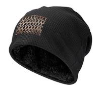 Poadnly Diamants géométriques en cuivre et Noir,Bonnet Pull en Maille gaufrée, en Polyester, Chaud et doublé Polaire, pour Homme et Femme.