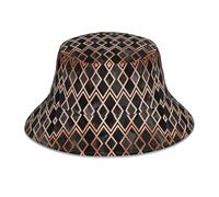 Poadnly Diamants géométriques en cuivre et Noir,Chapeau bob Adulte, Chapeau de Soleil, Casquette de Course réfléchissante de Nuit, Chapeau de pêcheur
