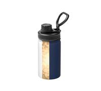 Poadnly Élégant accent de rayures bleu marine, blanc et faux or,Bouteille d'eau isotherme de 12 oz en acier inoxydable, tasse à café sous vide, gourde