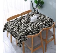 Poadnly Élégant imprimé zèbre Noir et Or à Motif Animal Blanc,Nappe imperméable, Anti-poussière et Infroissable Housse pour Table - 137 x 183 cm