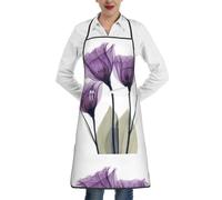 Poadnly Fleurs d'espoir violettes lavande,Tablier de cuisine avec poches, tablier de chef imperméable et ajustable