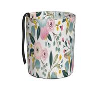 Poadnly Fleurs printanières ravissantes, roses bleues et roses, feuilles vertes, couleurs douces,Poubelle de voiture suspendue, résistante à l'eau, idéale pour le camping et les voyages.