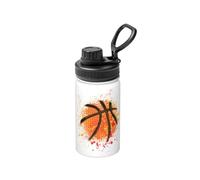 Poadnly Fond de peinture abstraite orange de basketball,Bouteille d'eau isotherme de 12 oz en acier inoxydable, tasse à café sous vide, gourde