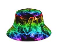 Poadnly Fumée colorée Abstraite Noire,Chapeau bob Adulte, Chapeau de Soleil, Casquette de Course réfléchissante de Nuit, Chapeau de pêcheur