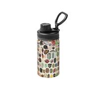 Poadnly Géologie vintage, pierres précieuses, cristaux et minéraux,Bouteille d'eau isotherme de 12 oz en acier inoxydable, tasse à café sous vide, gourde