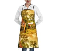Poadnly Girafe sauvage,Tablier de cuisine avec poches, tablier de chef imperméable et ajustable