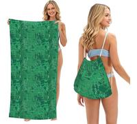 Poadnly Gros Plan sur Un Circuit imprimé Vert., Sac-Serviette 2-en-1 Compact : Serviette de Plage avec Sac à Dos à Cordon pour Les Voyages, Les Vacances et Le Camping