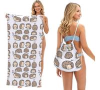 Poadnly Hérisson, Sac-Serviette 2-en-1 Compact : Serviette de Plage avec Sac à Dos à Cordon pour Les Voyages, Les Vacances et Le Camping