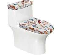 Poadnly Hippocampes Ballet Animaux Blancs Nautique,Ensemble de 2 couvercles de réservoir de Toilettes réutilisables, résistants à la poussière et aux éclaboussures pour Salle de Bain