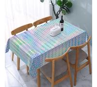 Poadnly Hologramme holographique aux Couleurs de l'arc-en-Ciel,Nappe imperméable, Anti-poussière et Infroissable Housse pour Table - 137 x 183 cm
