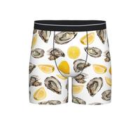 Poadnly Huîtres et mandarines,Boxer pour Homme, sous-vêtement Fantaisie en Polyester Doux,M