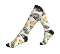 Poadnly Huîtres et mandarines,Chaussettes de compression pour le sport, chaussettes de sport pour adultes,3 Noir