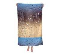 Poadnly Impression de Gouttes de Pluie sur Verre,Serviette de Bain 80 x 130 cm, Ultra Douce, à séchage Rapide, idéale pour la Salle de Bain et l'hôtel.