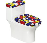 Poadnly Impression de Motifs Mondrian,Ensemble de 2 couvercles de réservoir de Toilettes réutilisables, résistants à la poussière et aux éclaboussures pour Salle de Bain