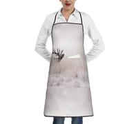 Poadnly Imprimé de cerf sauvage,Tablier de cuisine avec poches, tablier de chef imperméable et ajustable