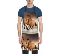Poadnly Imprimé de cheval au galop,Tabliers de cuisine avec poches pour femmes et hommes, tablier de chef imperméable et ajustable