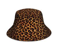 Poadnly Imprimé léopard foncé,Chapeau bob Adulte, Chapeau de Soleil, Casquette de Course réfléchissante de Nuit, Chapeau de pêcheur