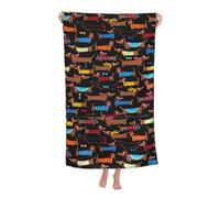 Poadnly J'adore Mes Chiens teckels,Serviette de Bain 80 x 130 cm, Ultra Douce, à séchage Rapide, idéale pour la Salle de Bain et l'hôtel.