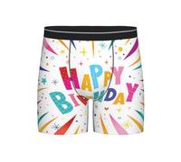 Poadnly Joyeux Anniversaire,Boxer pour Homme, sous-vêtement Fantaisie en Polyester Doux,L