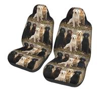 Poadnly Labrador Retrievers Chiens Noir Doré Blanc Marron,Housses de siège Auto protecteurs de siège Avant pour Voiture 2 pièces