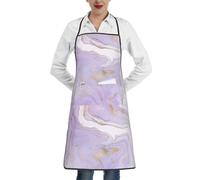 Poadnly Ligne dorée en marbre violet lavande,Tablier de cuisine avec poches, tablier de chef imperméable et ajustable