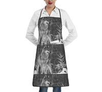 Poadnly Loup sauvage imprimé,Tablier de cuisine avec poches, tablier de chef imperméable et ajustable