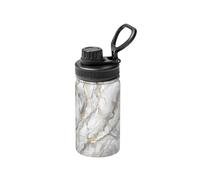 Poadnly Marbre blanc, marbre tendance, granit, pierre dorée, noir, gris,Bouteille d'eau isotherme de 12 oz en acier inoxydable, tasse à café sous vide, gourde