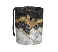 Poadnly Marbre noir, blanc et doré,Poubelle de voiture suspendue, résistante à l'eau, idéale pour le camping et les voyages.