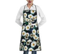 Poadnly Marguerite à la mode,Tablier de cuisine avec poches, tablier de chef imperméable et ajustable